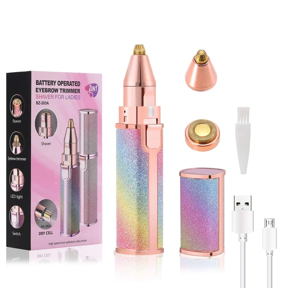 2 In 1 Rechargeable Electric Eyebrow Trimmer + Body Facial Hair Removal