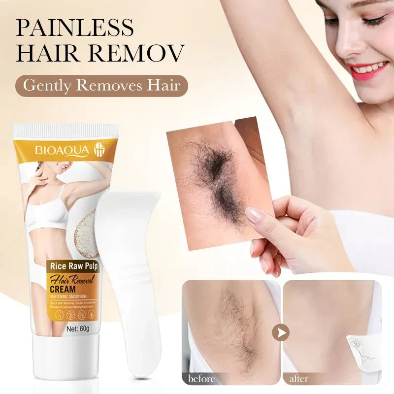 BIOAQUA Rice Raw Pulp Smoothing Hair Removal Cream - 60gm
