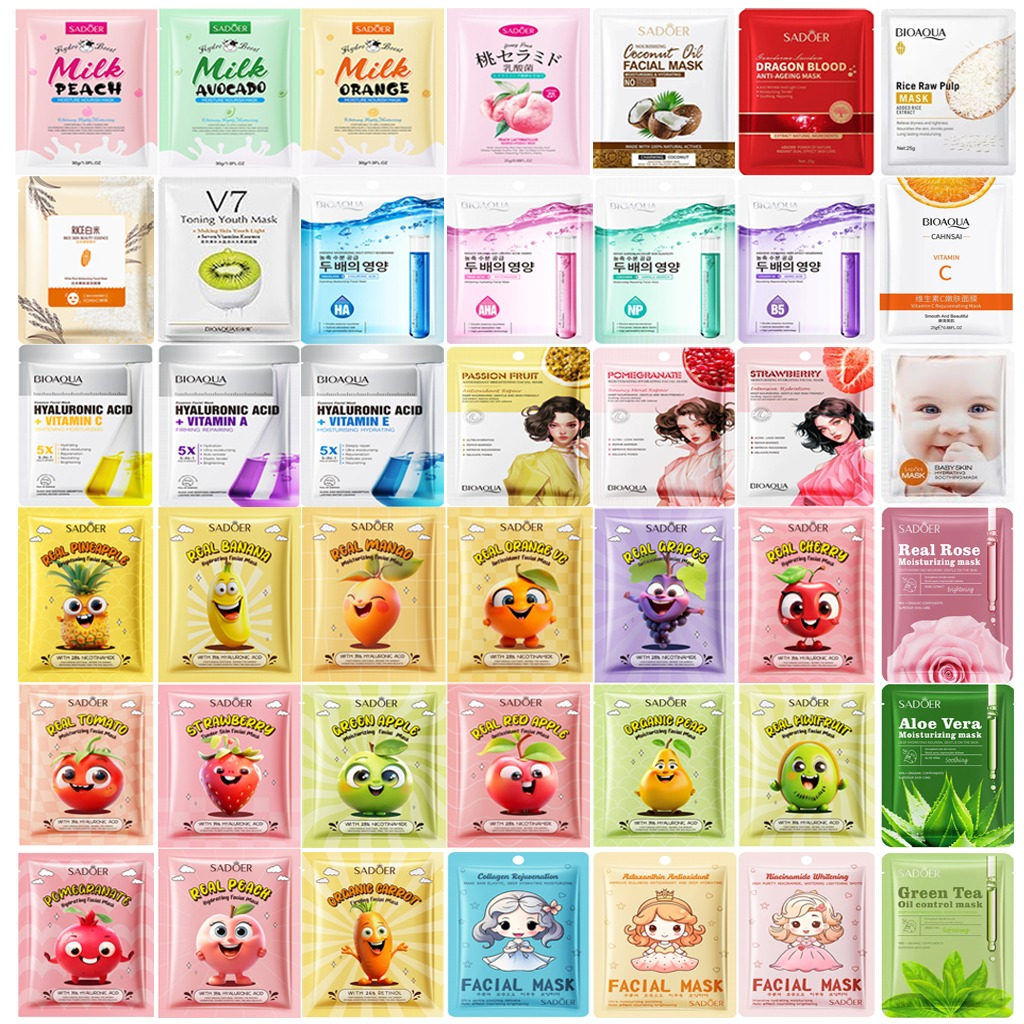 Pack of 10 Hydrating Sheet Masks Set – Face, Lip & Eye Masks for Deep Moisture & Radiant Skin